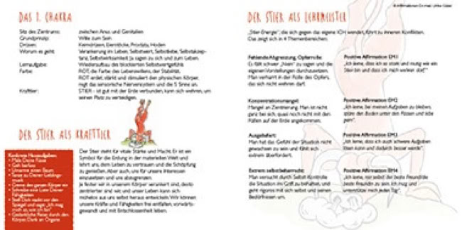 Klappkarte mit Texten zur PSE und zu den Krafttieren.